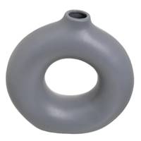 Cubista vase en céramique rond gris