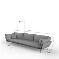 Laura canapé 4 places en velours beige foncé pieds argentés