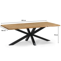 Accor table à manger en bois massif d'acacia irrégulière 220cm