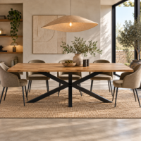 Accor table � manger en bois massif d'acacia irr�guli�re 220cm