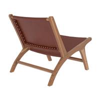 Essa fauteuil en teck et cuir lisse marron