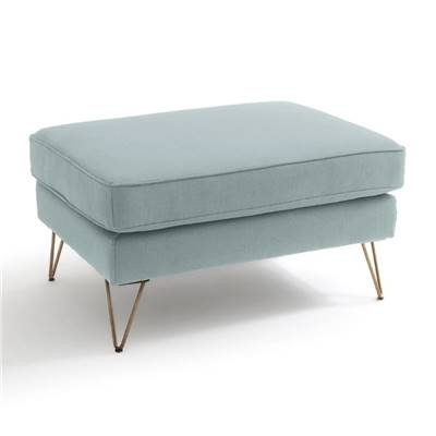 Alienor pouf vert de gris coton lin