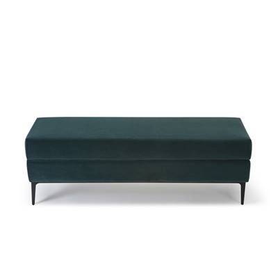 Borry banc coffre tissu bleu et pieds métal noirs