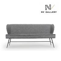 Valo banc en tissu gris et mtal noir