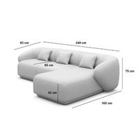 Taigano canapé d'angle droit en velours beige foncé
