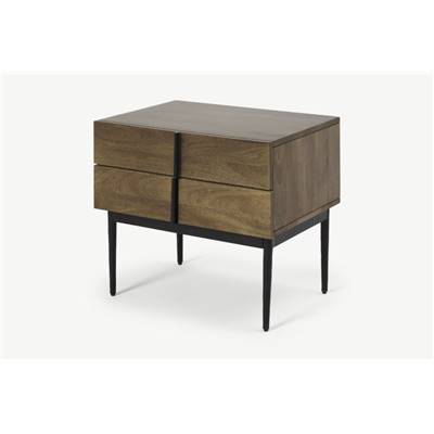 Rakara table de chevet châtaignier et noir
