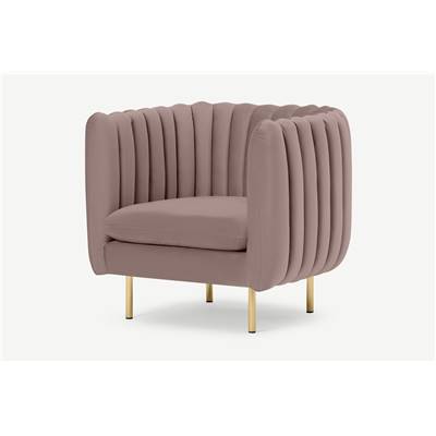 Helma fauteuil en velours rose perle