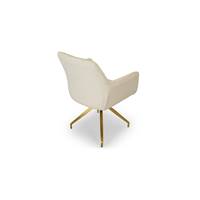 Olivier chaise de bureau tissu blanc bouclette et métal doré