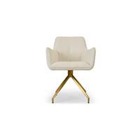 Olivier chaise de bureau tissu blanc bouclette et métal doré