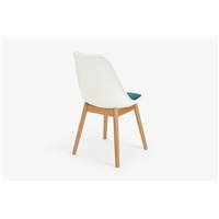 Thelma chaise bois blanc et plastique bleu