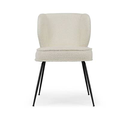 Valo chaise bouclé écru et métal noir