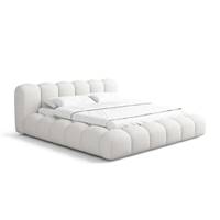 Cotton lit 180x200 avec rangement en tissu texturé blanc