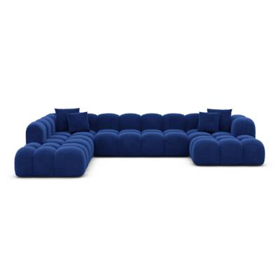 Cotton canapé panoramique d'angle droit en velours bleu foncé