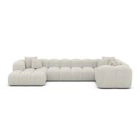 Cotton canapé panoramique angle gauche en tissu bouclé blanc
