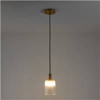 Carlie suspension simple laiton et verre strié