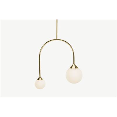 Faye suspension double en laiton et verre dépoli