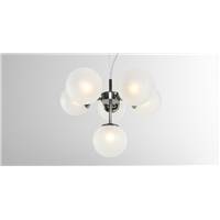 Globe petit lustre 6 ampoules nickel noir et verre dpoli