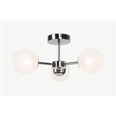 Globe plafonnier 3 ampoules nickel noir et verre dépoli