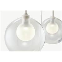 Masako suspension LED 5 ampoules verre ivoire et transparent