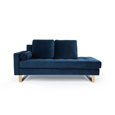 Felicie canapé 2 places velours bleu foncé et doré