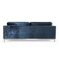 Lalou canapé 3 places tissu bleu et pieds métal doré