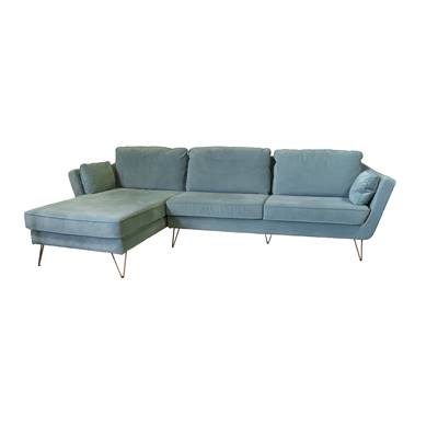 Alienor canapé d'angle gauche velours vert eucalyptus