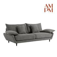 Coline canapé 3 places coton/lin gris anthracite