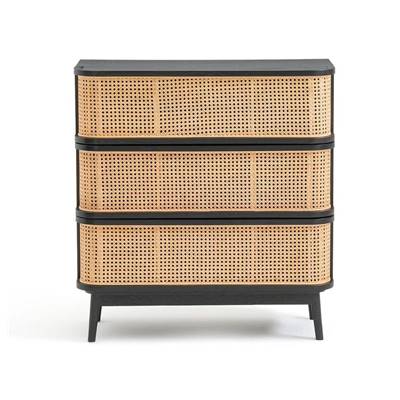 Tarifa commode cannage noir et rotin
