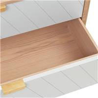Marius commode 3 tiroirs blanc en chêne et laiton