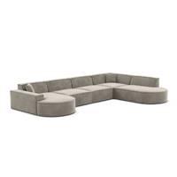 Onys canapé panoramique angle gauche en velours beige foncé