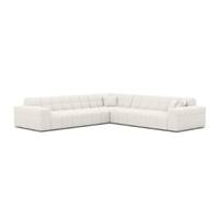 Lomob canapé d'angle L en tissu texturé blanc