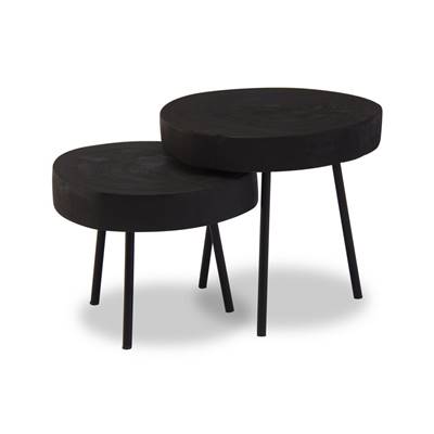 Enbty tables gigognes bois de suar et fer noir