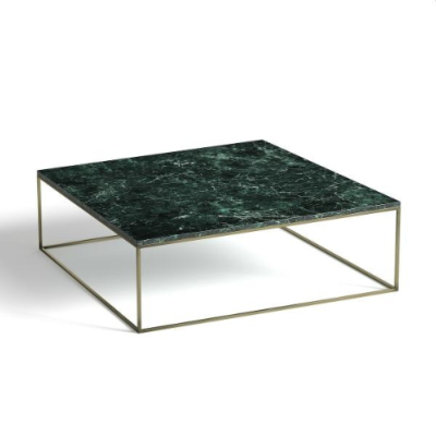 Mahaut table basse marbre noir et vert structure laiton