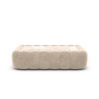 Ralia table basse rectangulaire en velours crème et verre