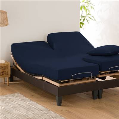 Nariosce drap housse jersey lit articulé bleu nuit 140x190
