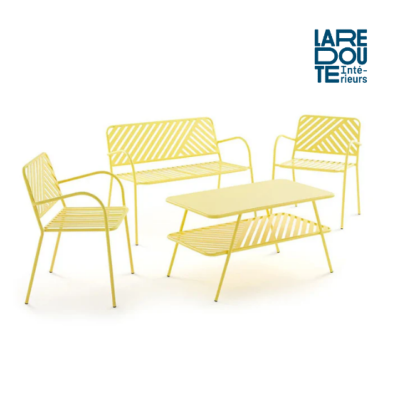 Blozingo ensemble de jardin métal jaune