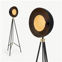 Ward lampadaire métal noir et feuille d'or