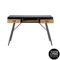 Highland console en sapin massif et métal noir 2 tiroirs