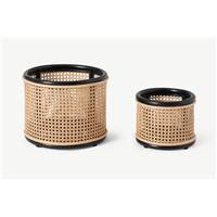 Agota lot de cache-pot noir et naturel