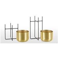 Salix lot de 2 grands cache pots laiton
