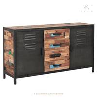 Factory buffet bois de bateau recyclé 2 portes 4 tiroirs L160cm
