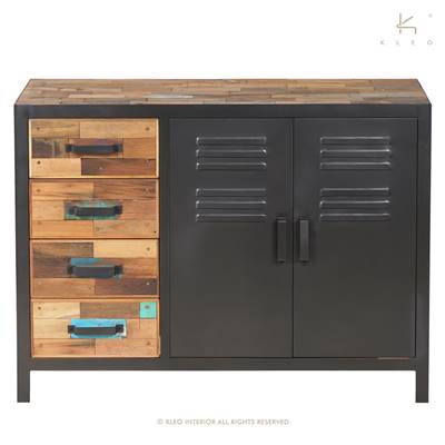 Factory buffet bois de bateau recyclé 2 portes 4 tiroirs L120cm