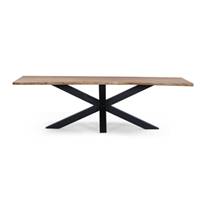 Live table à manger en bois d'acacia bords irréguliers pieds métal 260cm