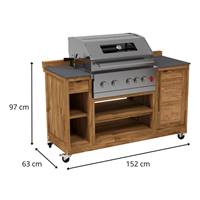 Bali module BBQ sur roulettes cuisine extérieur en teck et céramique