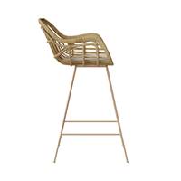 Azeli chaise de bar en rotin et tissu beige H71