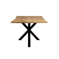 Livea table à manger extensible 220-280cm acacia bords irréguliers pieds croisés
