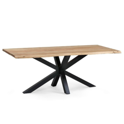 Liveo table à manger en bois de manguier bords irréguliers pieds métal 260cm