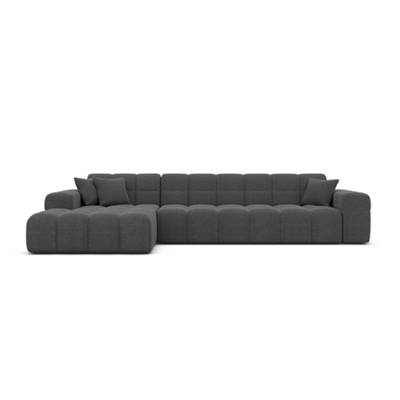 Bloom canapé d'angle gauche en tissu texturé gris anthracite