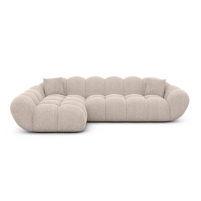 Sigono canapé d'angle gauche en tissu texturé beige