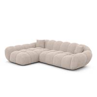 Sigono canapé d'angle gauche en tissu texturé beige